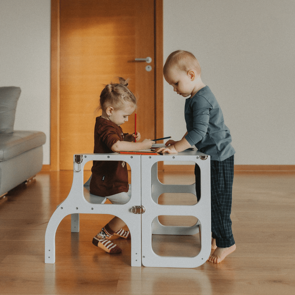 STEP’n’SIT® Helper Tower-Table for Kids – Montessori 2-in-1 Design by Ette Tete at www.brixbailey.com