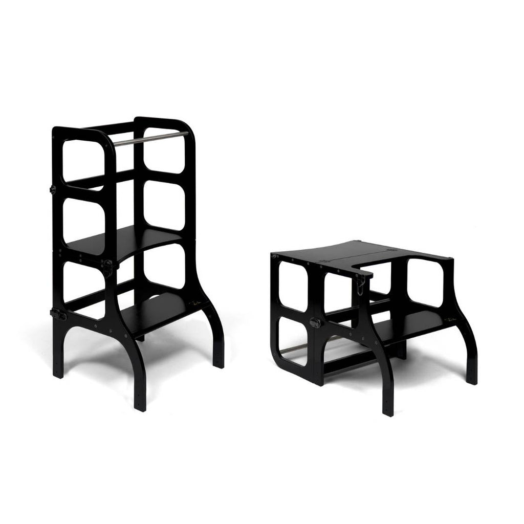 STEP'n'SIT® Convertible 2-in-1 Helper Tower/Table With Support Legs - Black