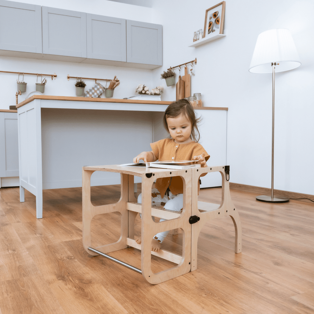 STEP’n’SIT® Helper Tower – Multifunctional Montessori Table & Tower by Ette Tete at www.brixbailey.com