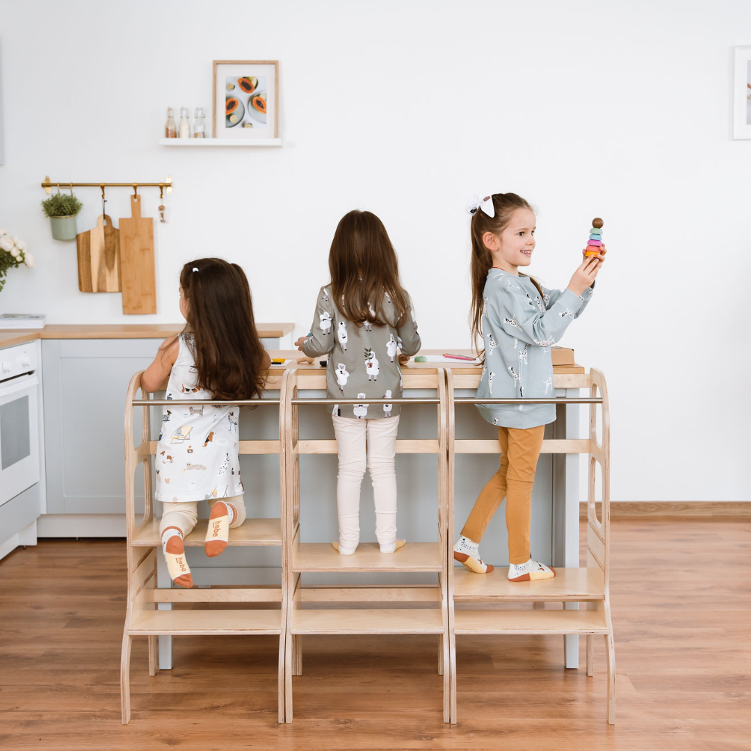 STEP UP Adjustable Height Helper Tower With Support Legs - White