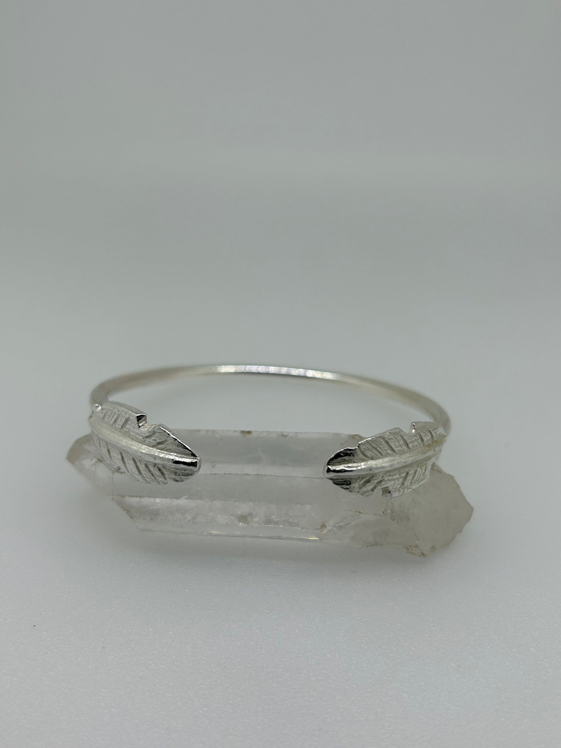 Sterling Silver Feather Cuff Bangle