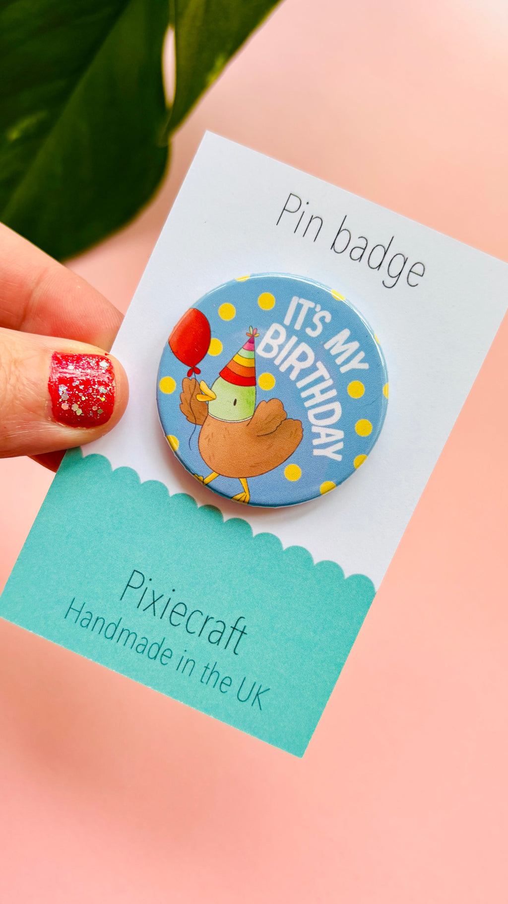 Cute Duck Birthday Badge Handmade Birthday Pin