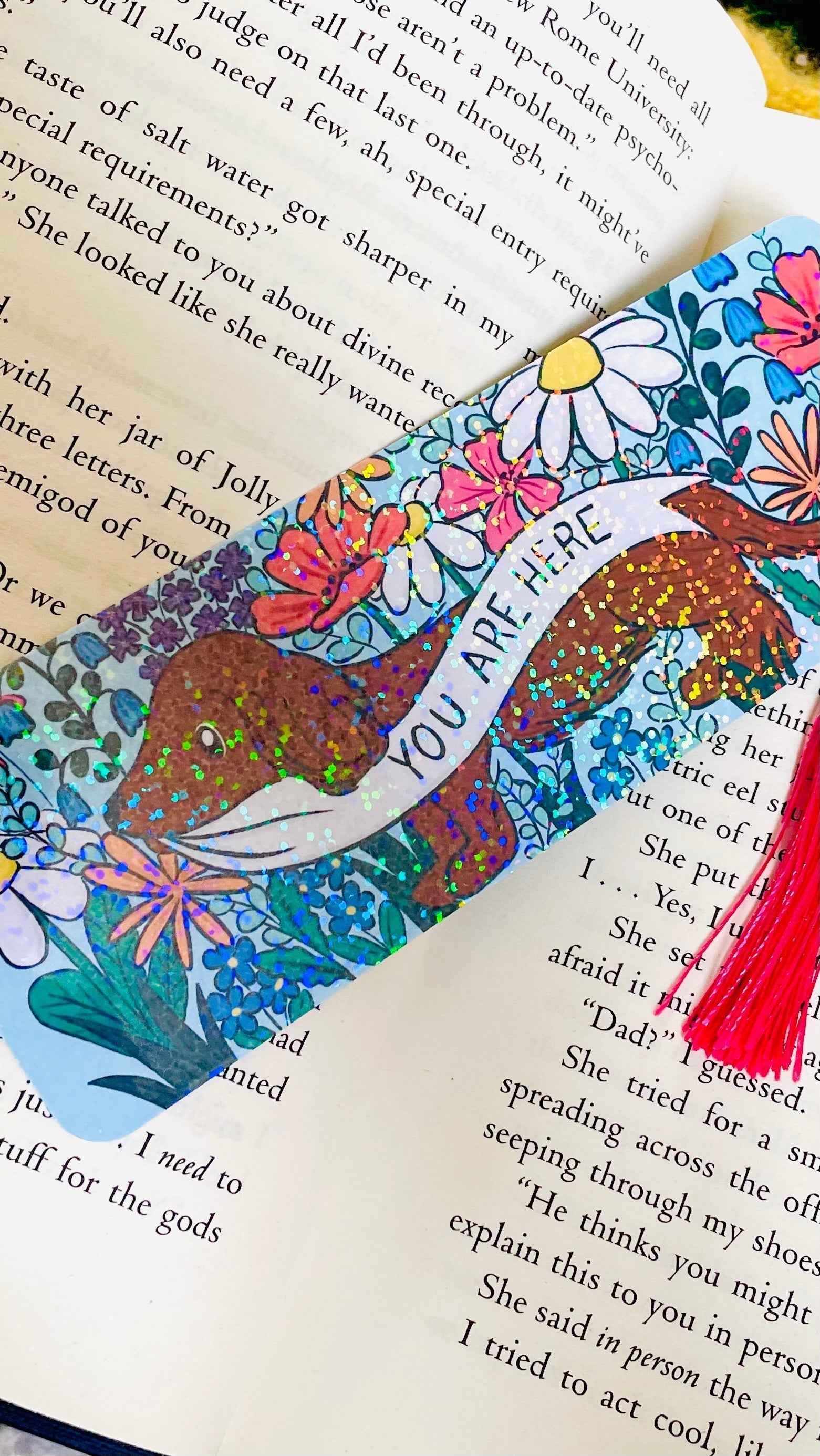 Cute Dachshund Holographic Bookmark with Tassel