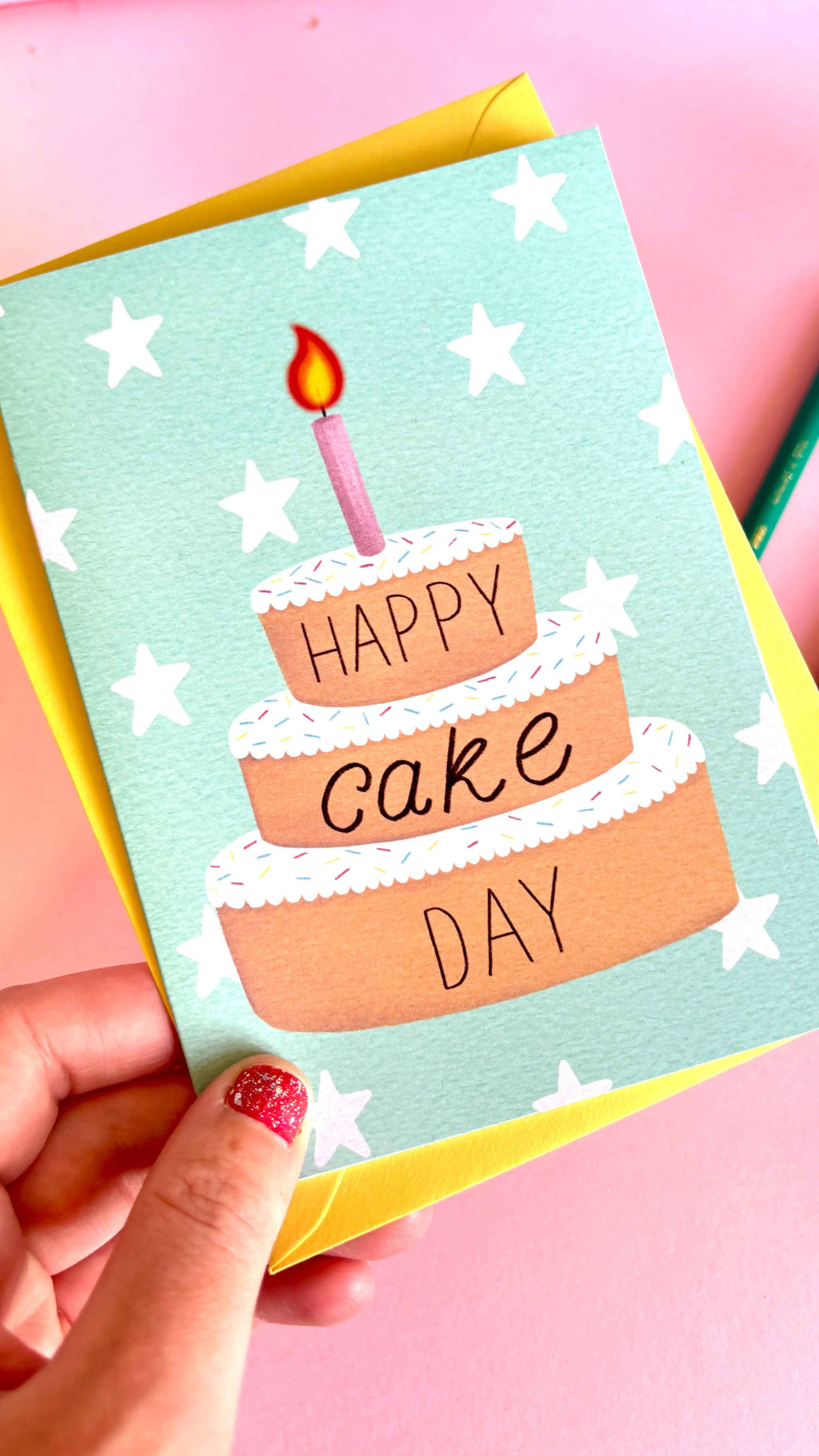 Happy Cake Day Card with Handmade Birthday Design