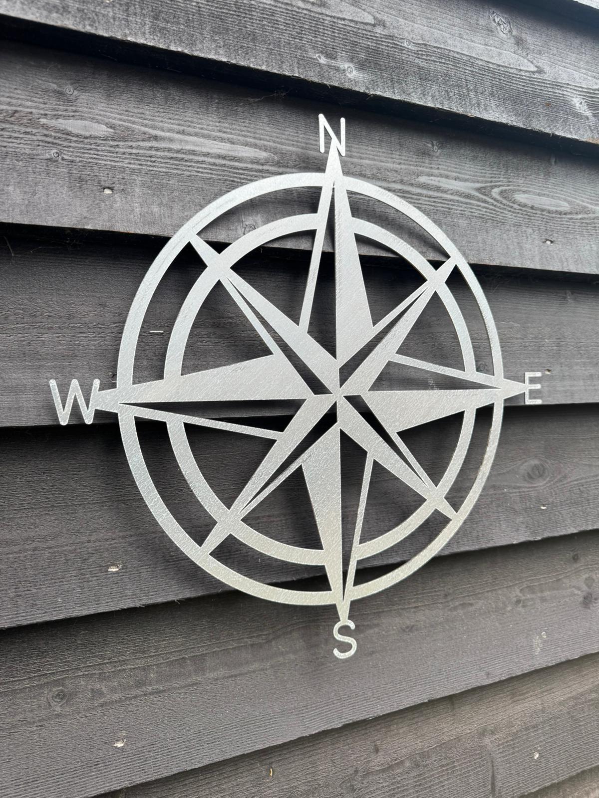 Galvanized Steel Compass Wall Decoration 50cm