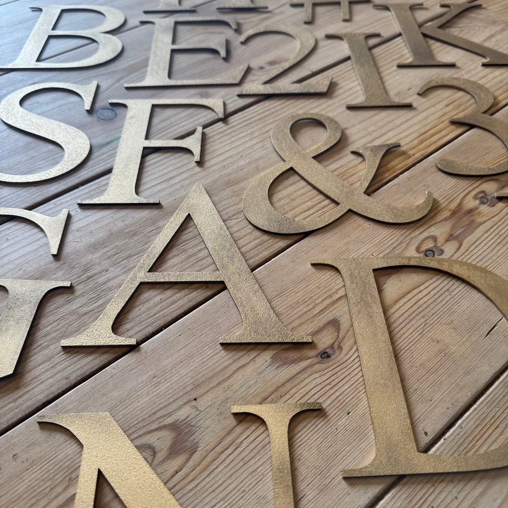 Distressed Gold Metal Letters A-Z 0-9 in 5 inch or 12 inch