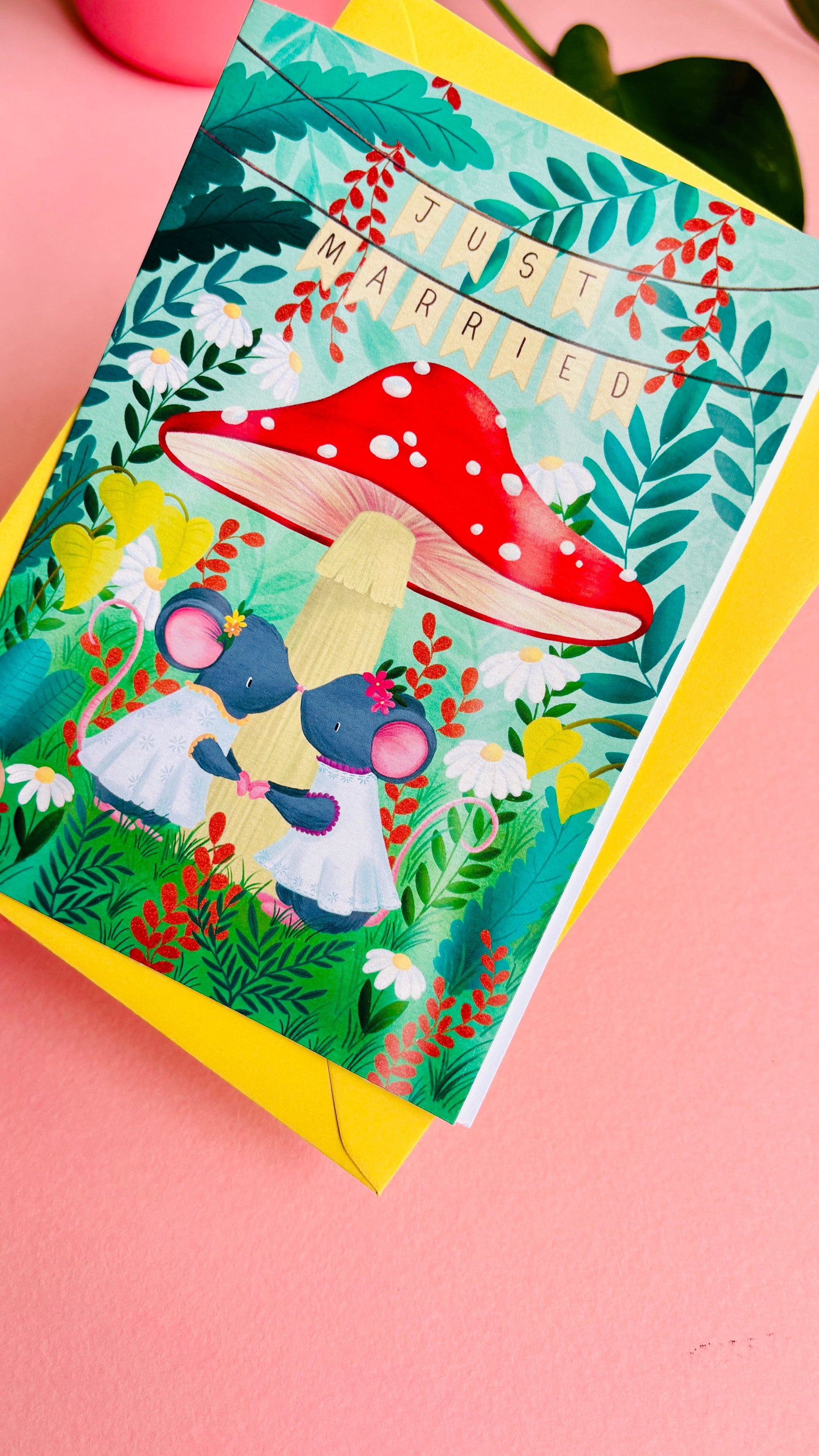 Handmade Lesbian Wedding Card with Woodland Mouse Brides