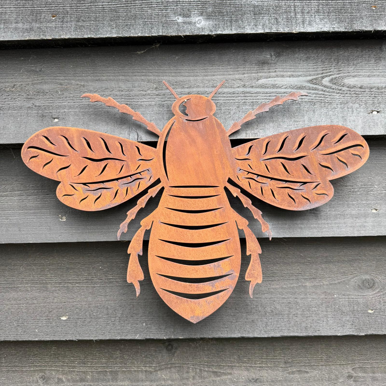 Large Rusty Metal Bee Wall Plaque