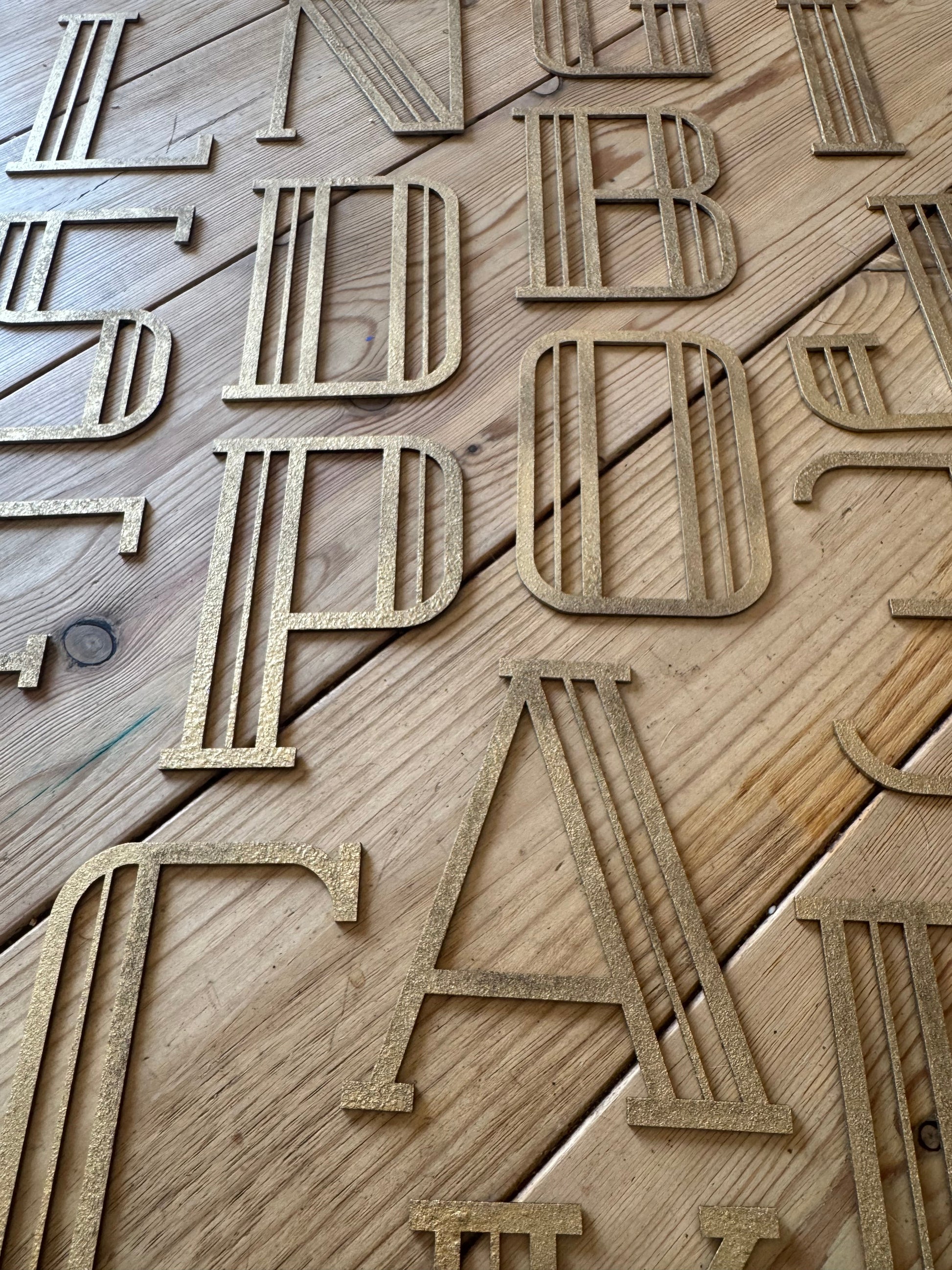 Gold Distressed Art Deco Metal Letters and Numbers 5 inch or 12 inch