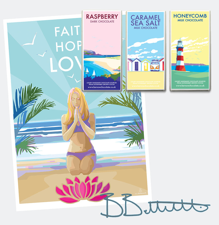 Faith Hope Love Vintage Yoga Mindfulness Poster