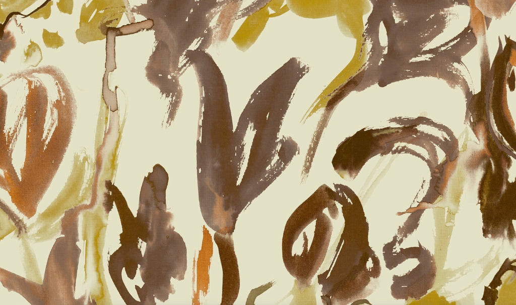 Watercolour Floral Wallpaper - Ochre + Umber