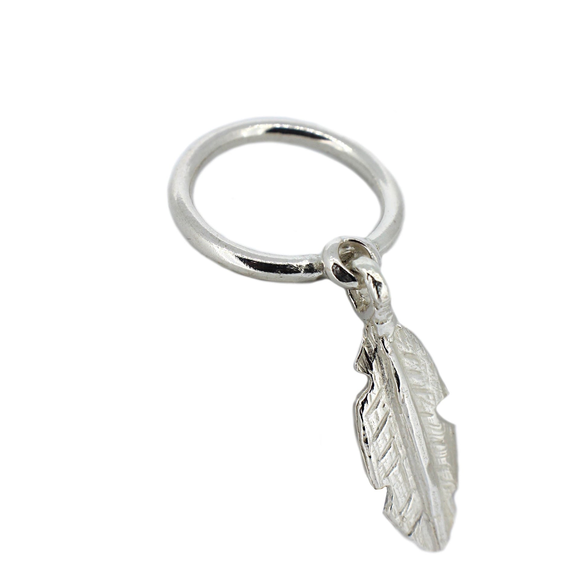 Sterling Silver Feather Dangle Ring
