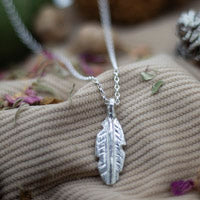 Recycled Sterling Silver Feather Necklace