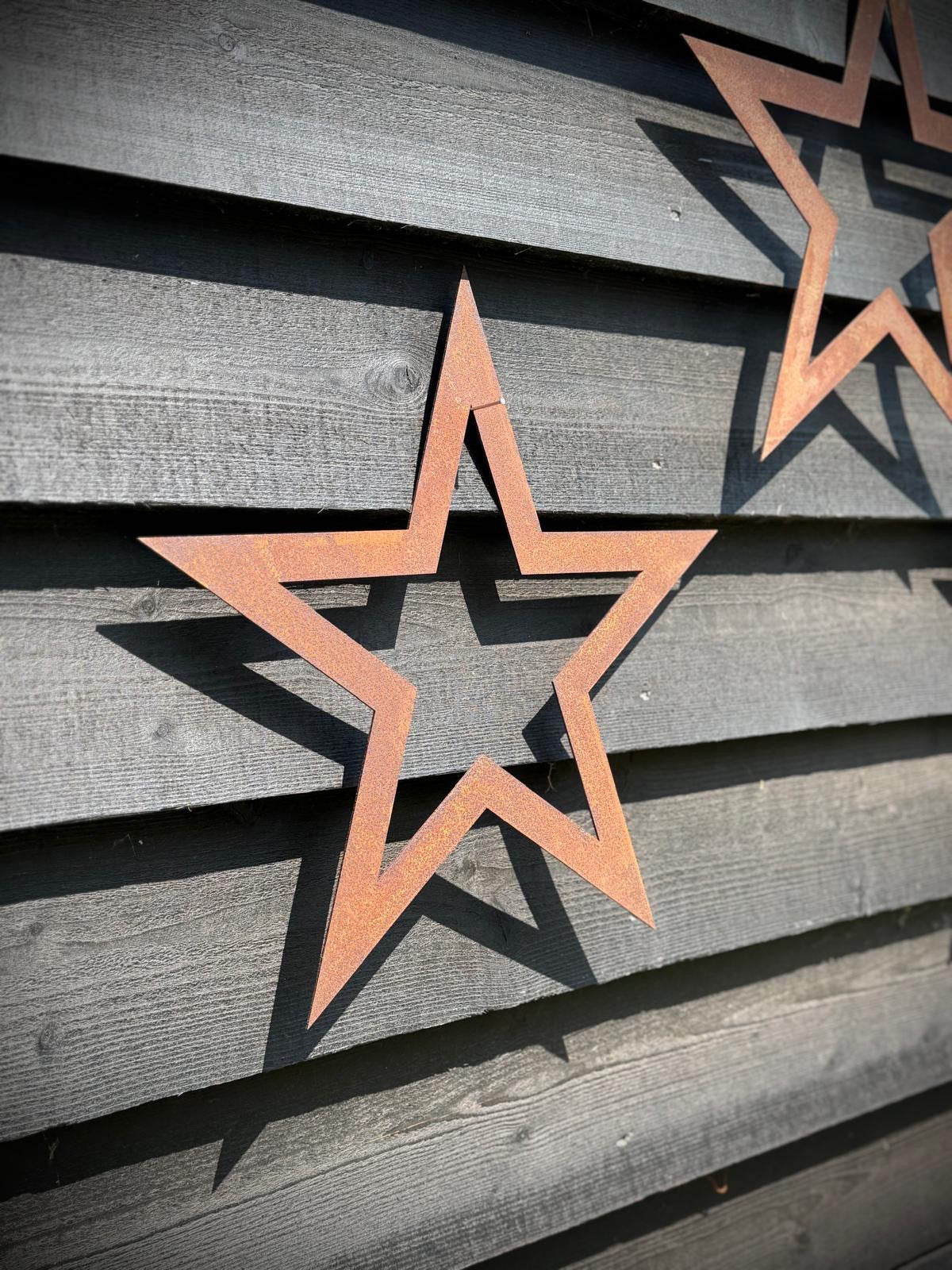 Set of 3 Rusty Metal Stars for Home and Garden