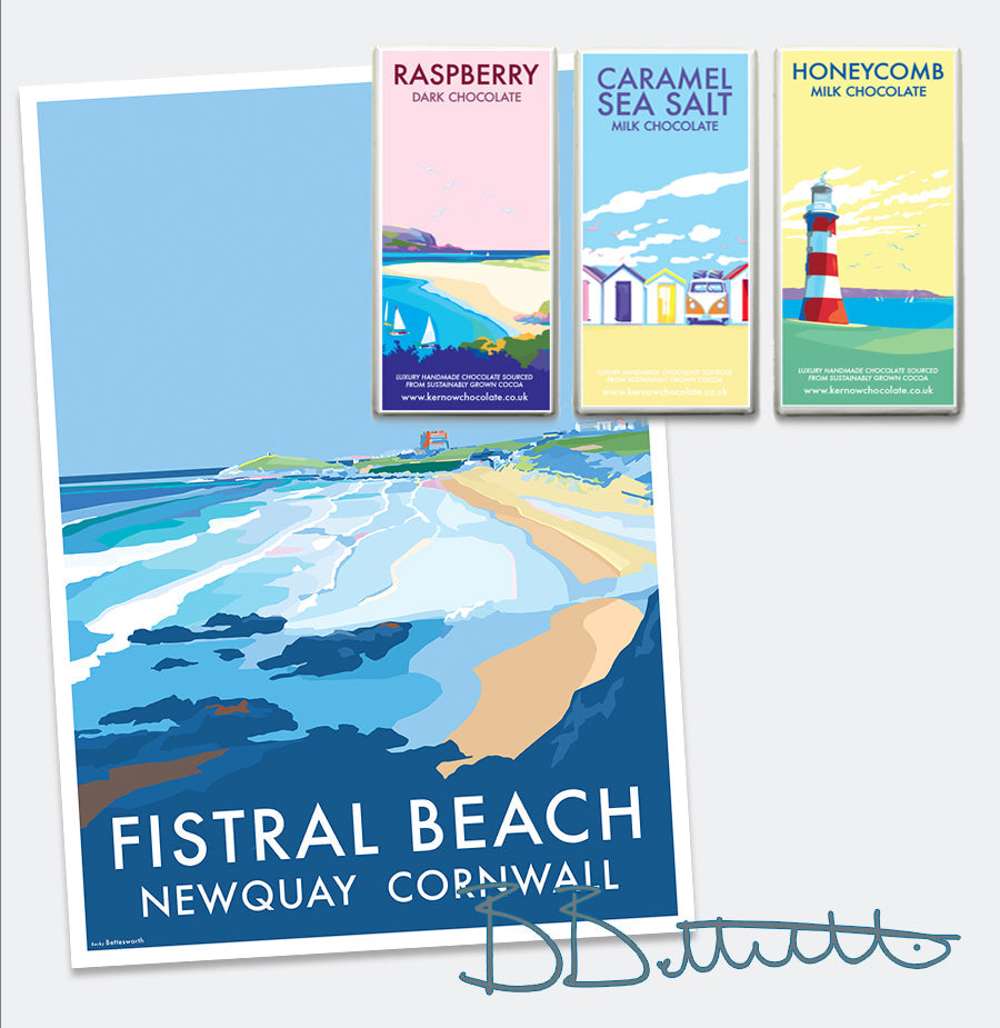 Fistral Beach Vintage Travel Poster Print