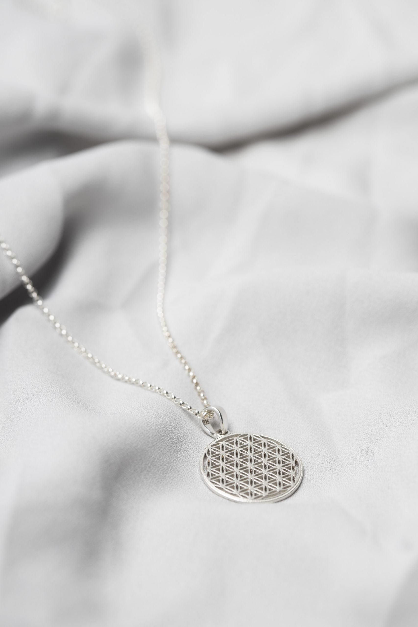 Responsibly Made 3D Printed Ethical Silver Necklace - Featuring Flower of Life Symbol by New Vintage by Kriss at www.brixbailey.com