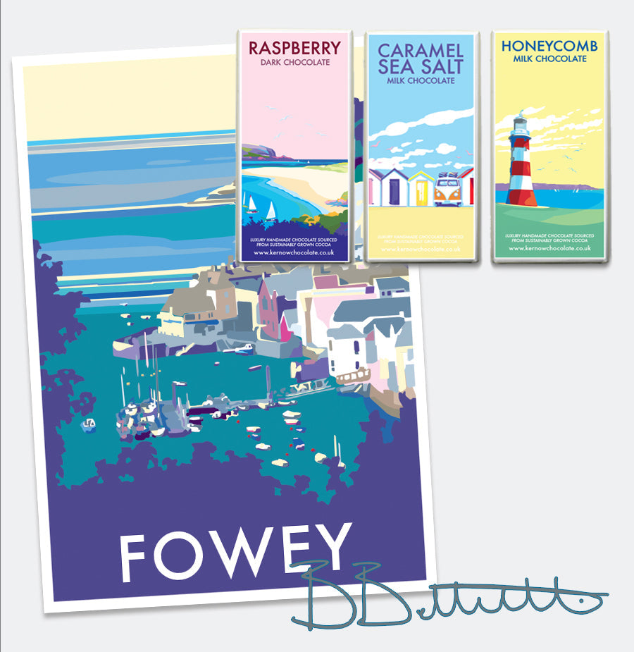Fowey Vintage Travel Poster