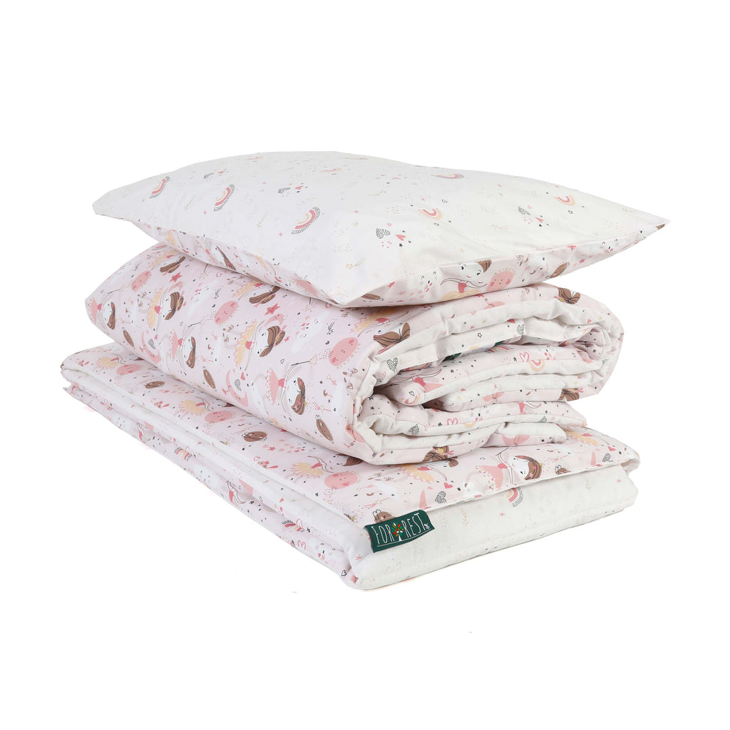 3 Piece Reversible Organic Cotton Cot Bed Set in Fairy