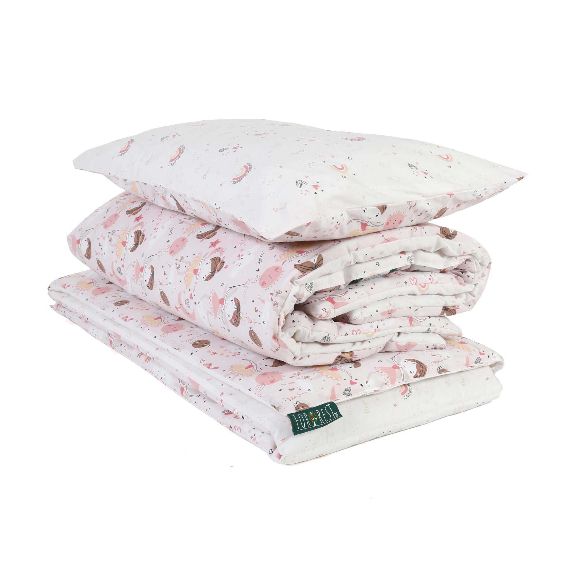 3 Piece Reversible Organic Cotton Cot Bed Set in Fairy