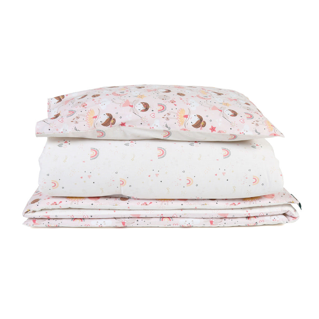 3 Piece Reversible Organic Cotton Cot Bed Set in Fairy