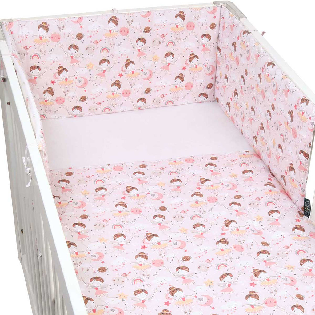 3 Piece Reversible Organic Cotton Cot Bed Set in Fairy