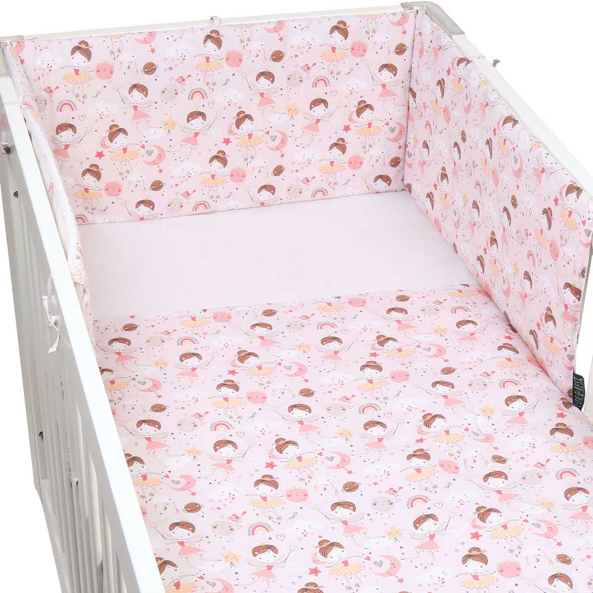 3 Piece Reversible Organic Cotton Cot Bed Set in Fairy