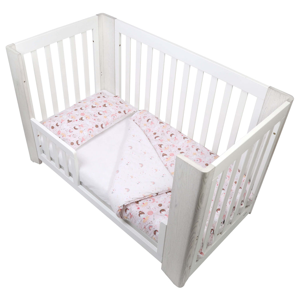 3 Piece Reversible Organic Cotton Cot Bed Set in Fairy