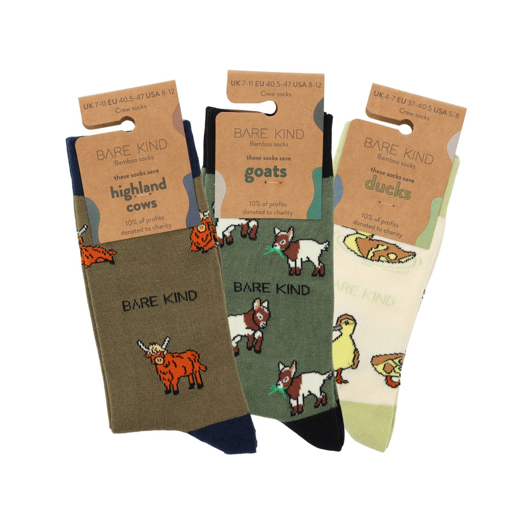 Farm Animals Bundle of 3 Bamboo Socks