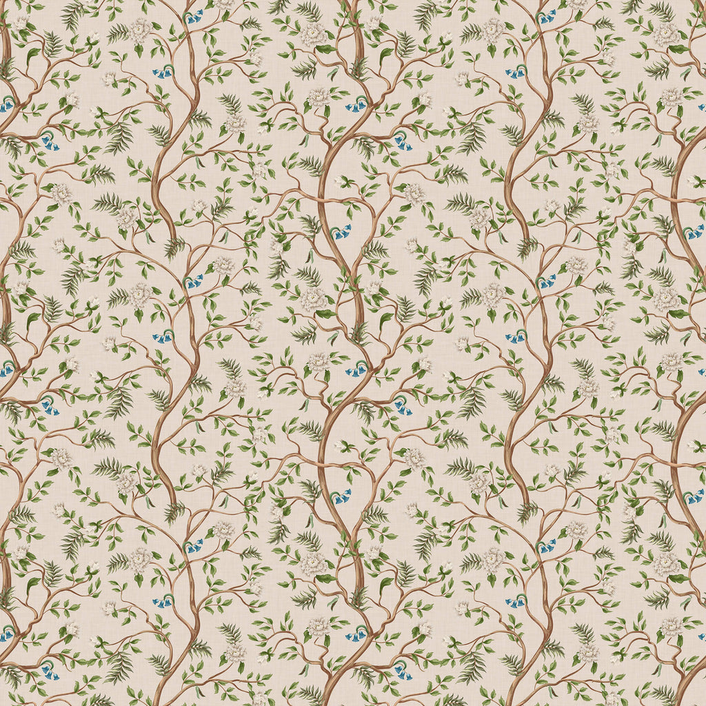 Asian Tree Wallpaper with Blue Birds