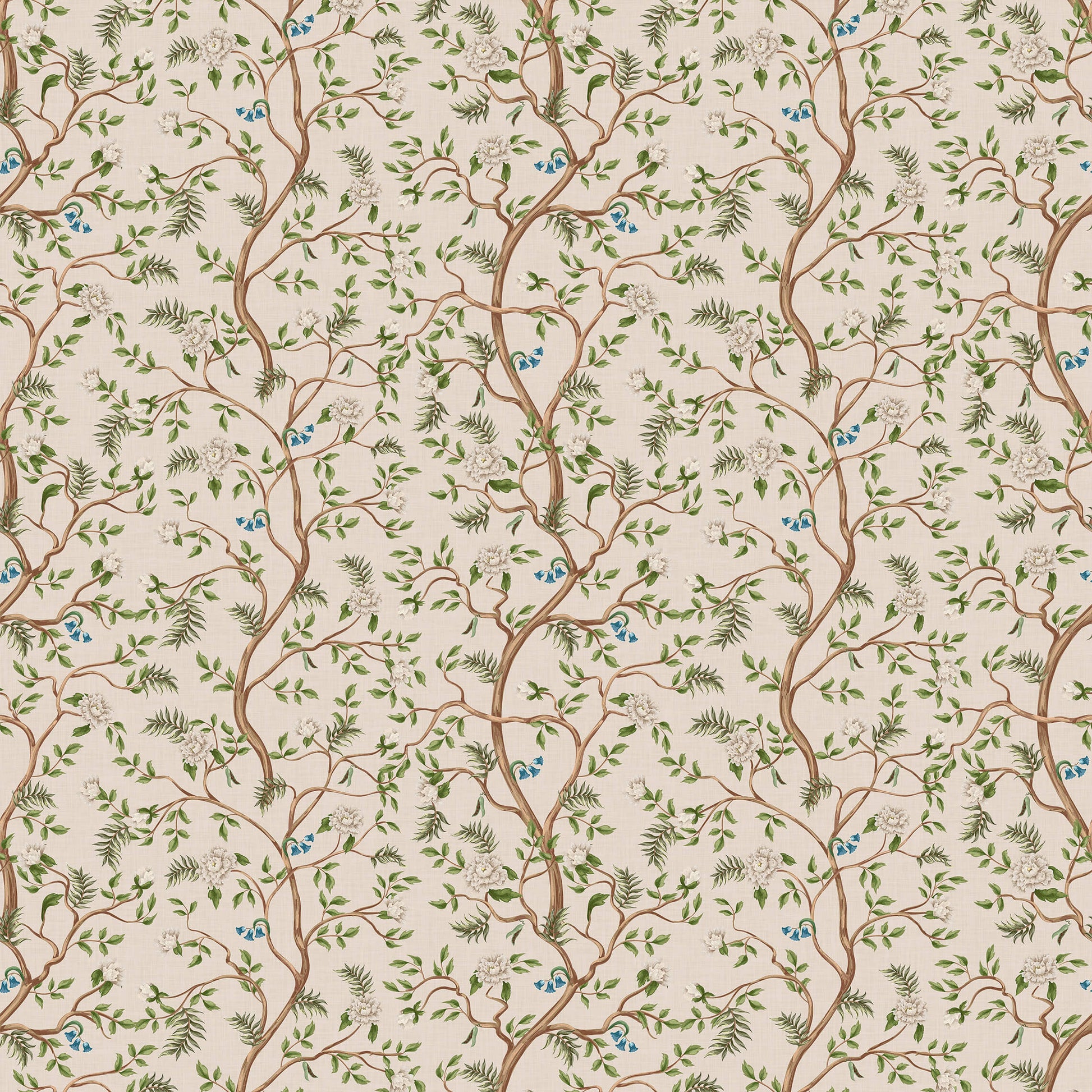 Asian Tree Wallpaper with Blue Birds