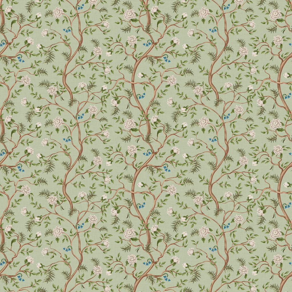 Asian Tree Wallpaper with Blue Birds