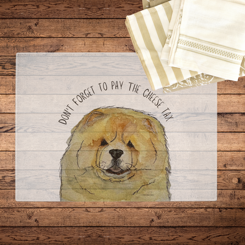 Cheese Tax Collector Fawn Chow Chow Glass Chopping Board