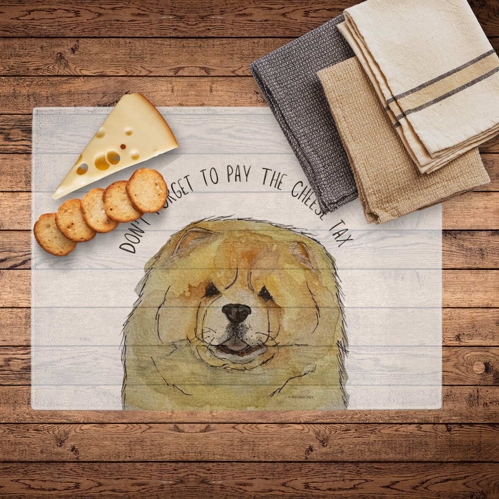 Cheese Tax Collector Fawn Chow Chow Glass Chopping Board