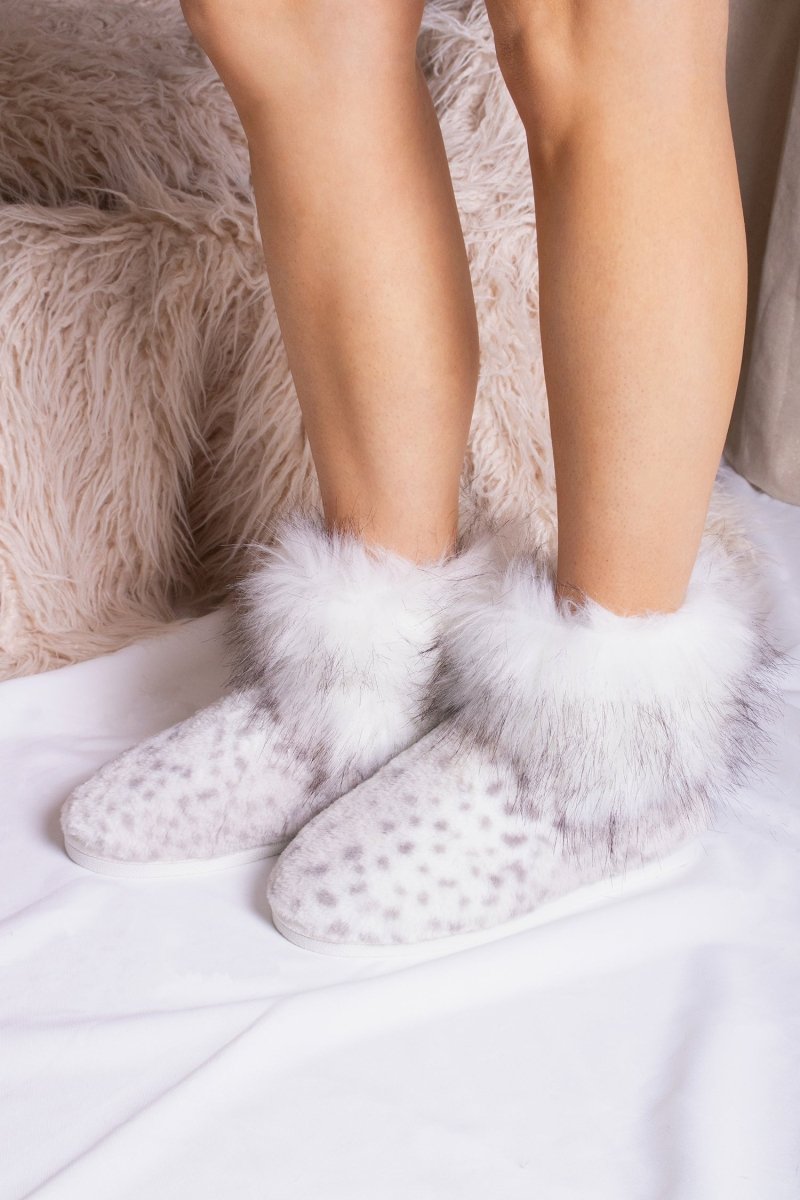 Fern Slippers in Snow Leopard