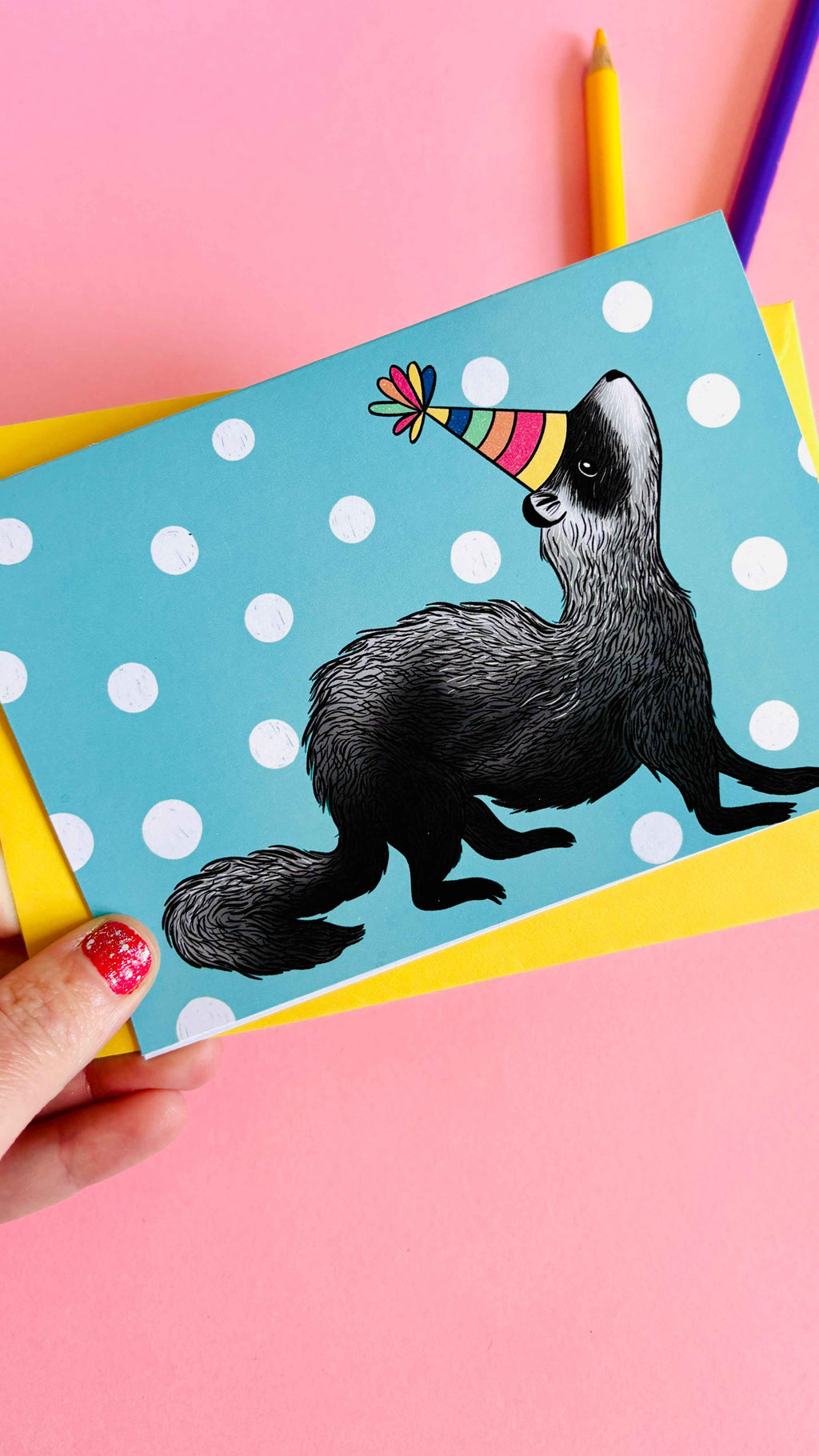 Handmade Ferret Birthday and Celebration Greeting Card