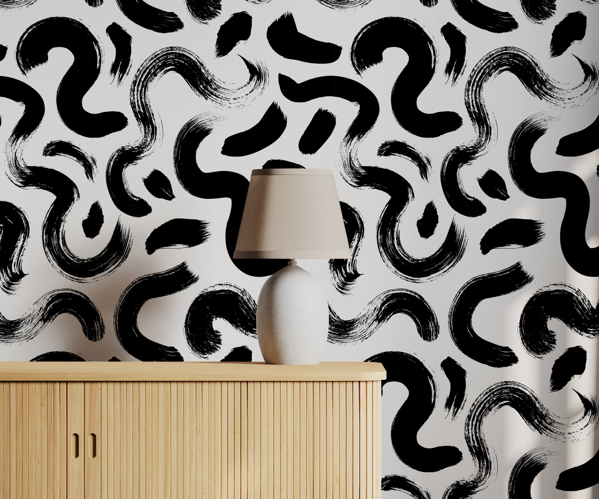 Black and White Brushstroke Wallpaper