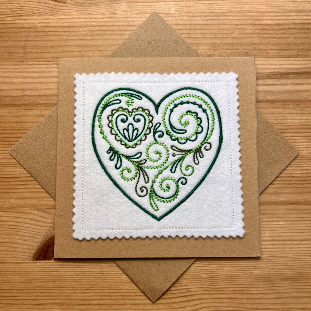 Filigree Heart Embroidered Card