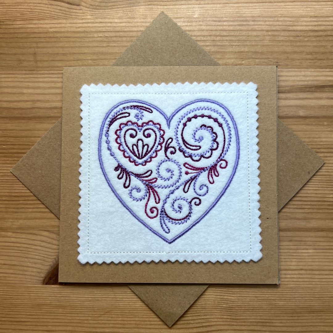 Filigree Heart Embroidered Card