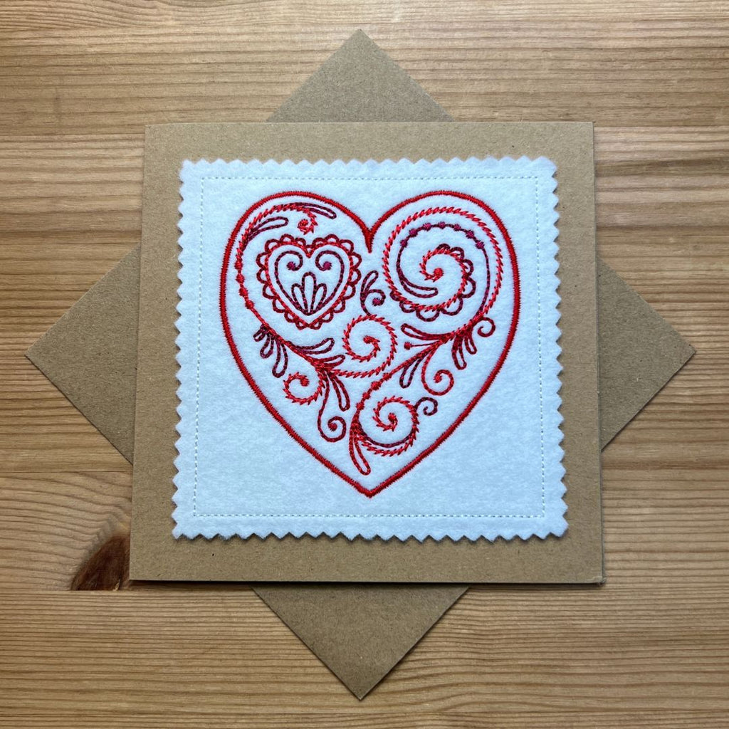 Filigree Heart Embroidered Card