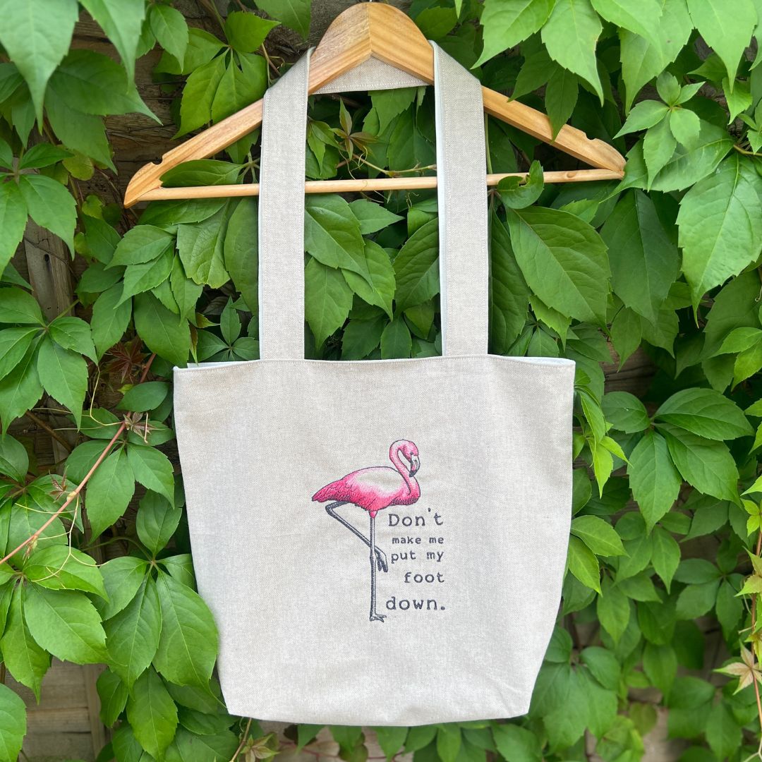 Flamingo Don't Make Me Put My Foot Down Tote Bag