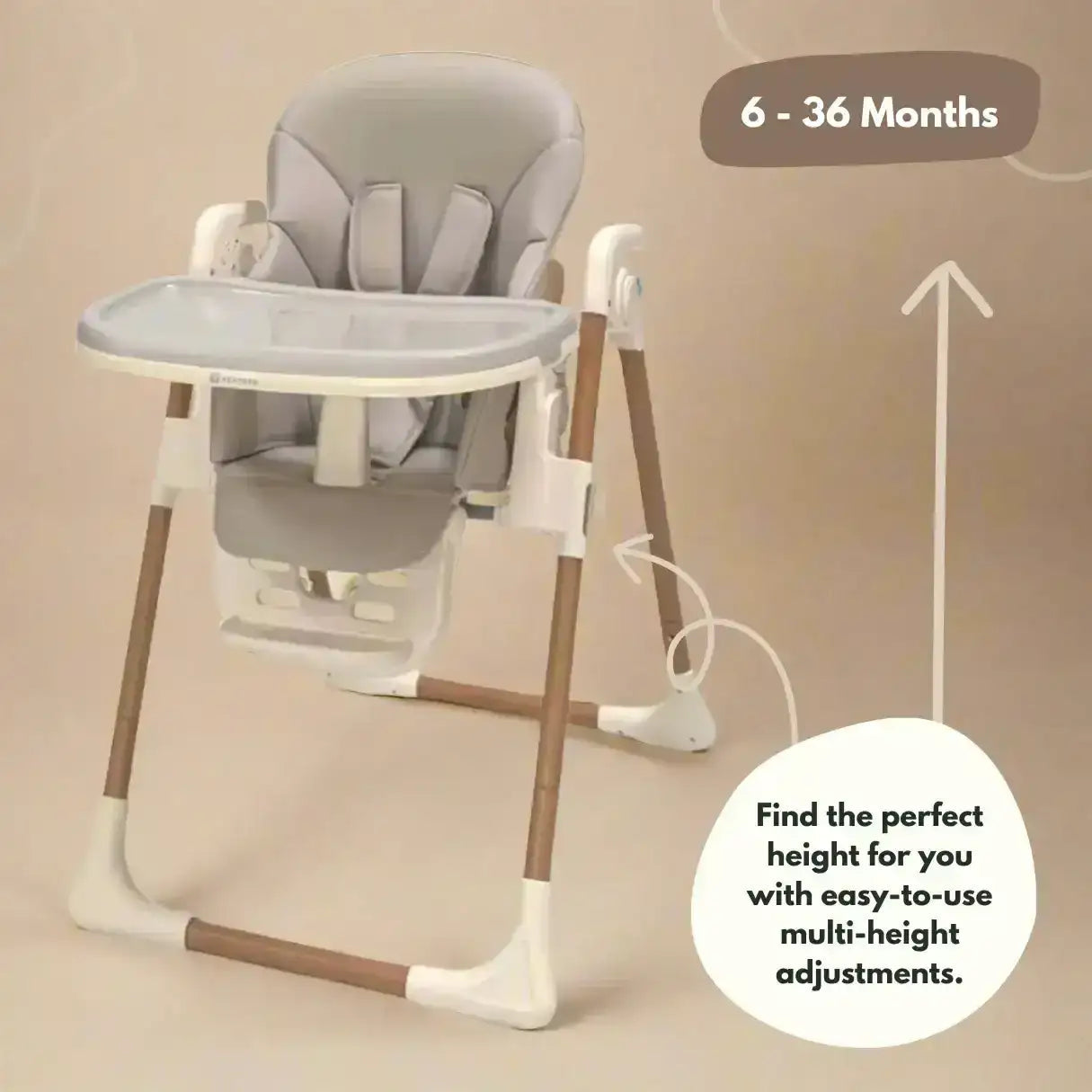 Beige Baby and Toddler Highchair with Adjustable Height