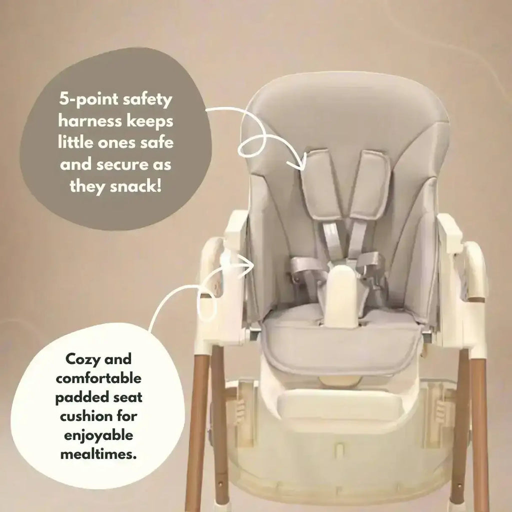Beige Baby and Toddler Highchair with Adjustable Height