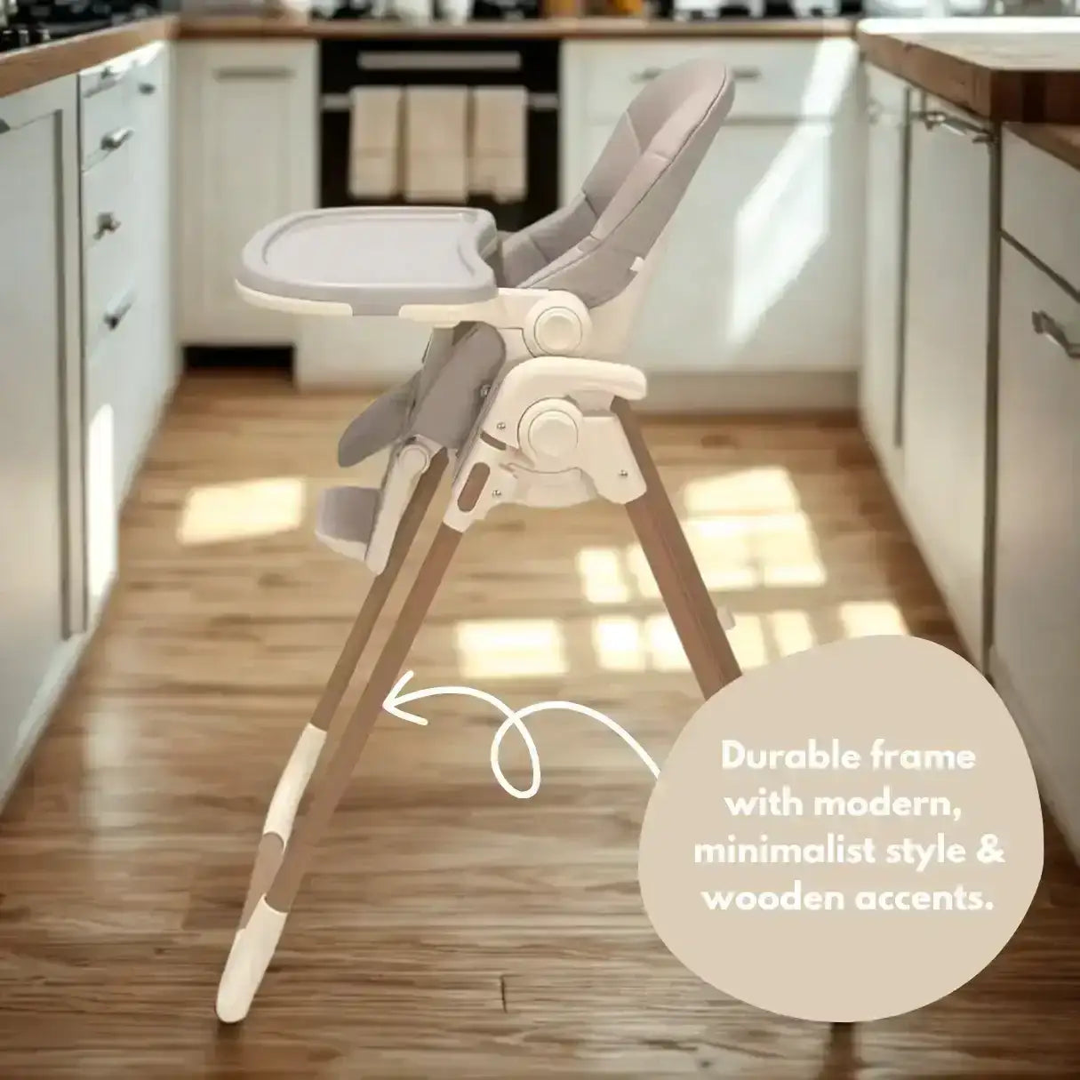 Beige Baby and Toddler Highchair with Adjustable Height