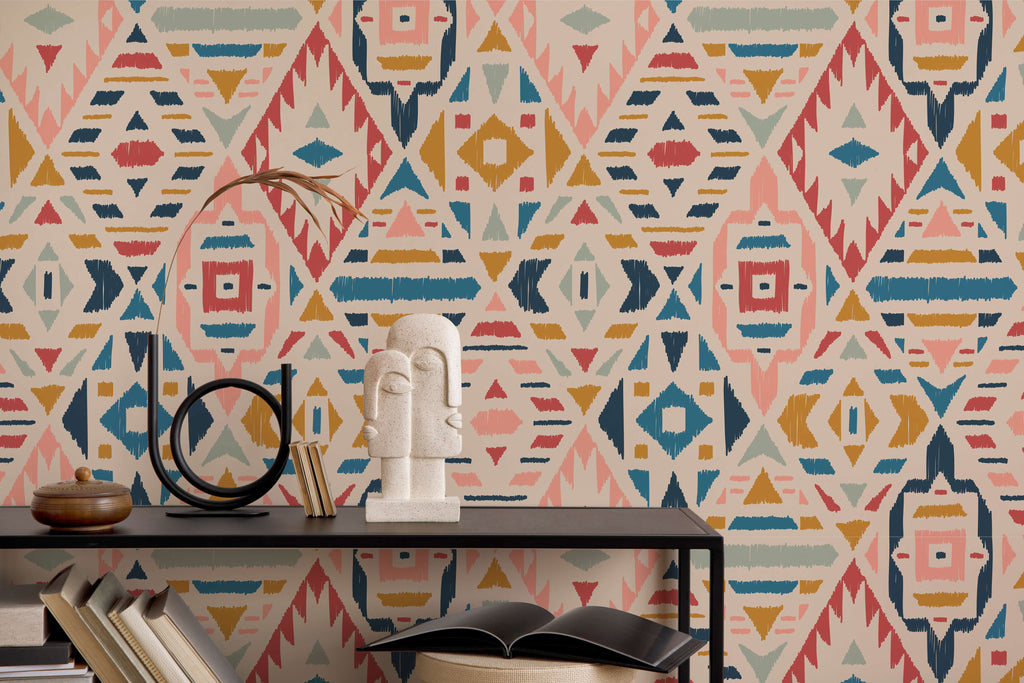 Geometric Fleece Wallpaper in Vibrant Colours