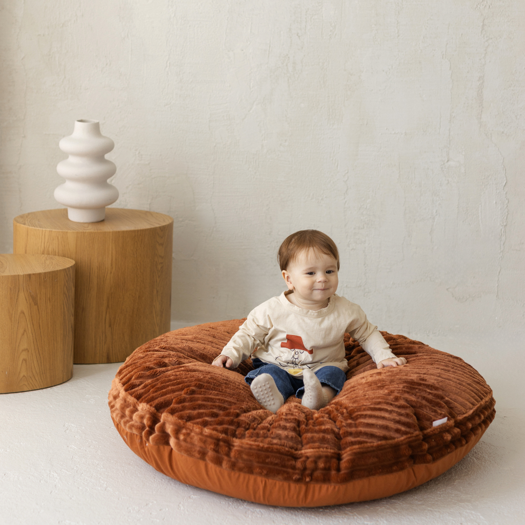 Large Kids Floor Cushion in Terracotta Corduroy