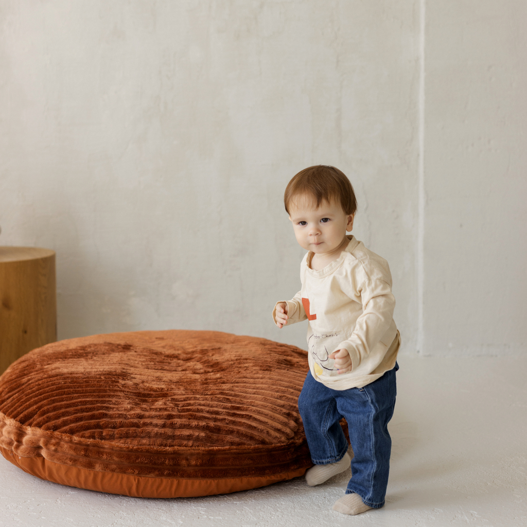 Large Kids Floor Cushion in Terracotta Corduroy