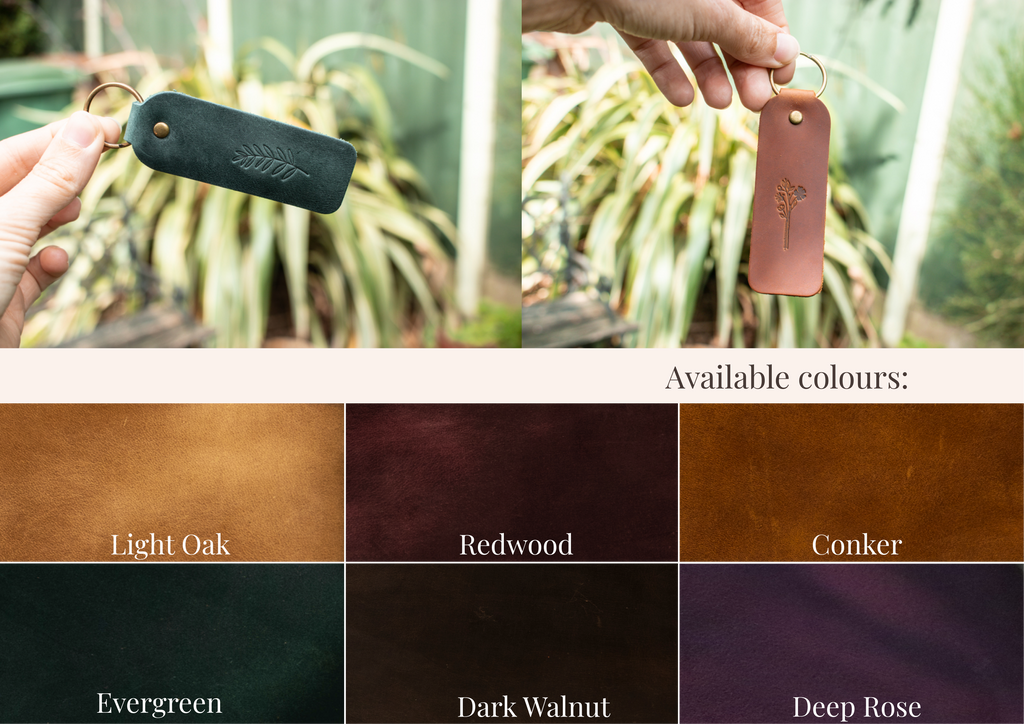 Floral Leather Keyrings Handcrafted with Botanical Designs