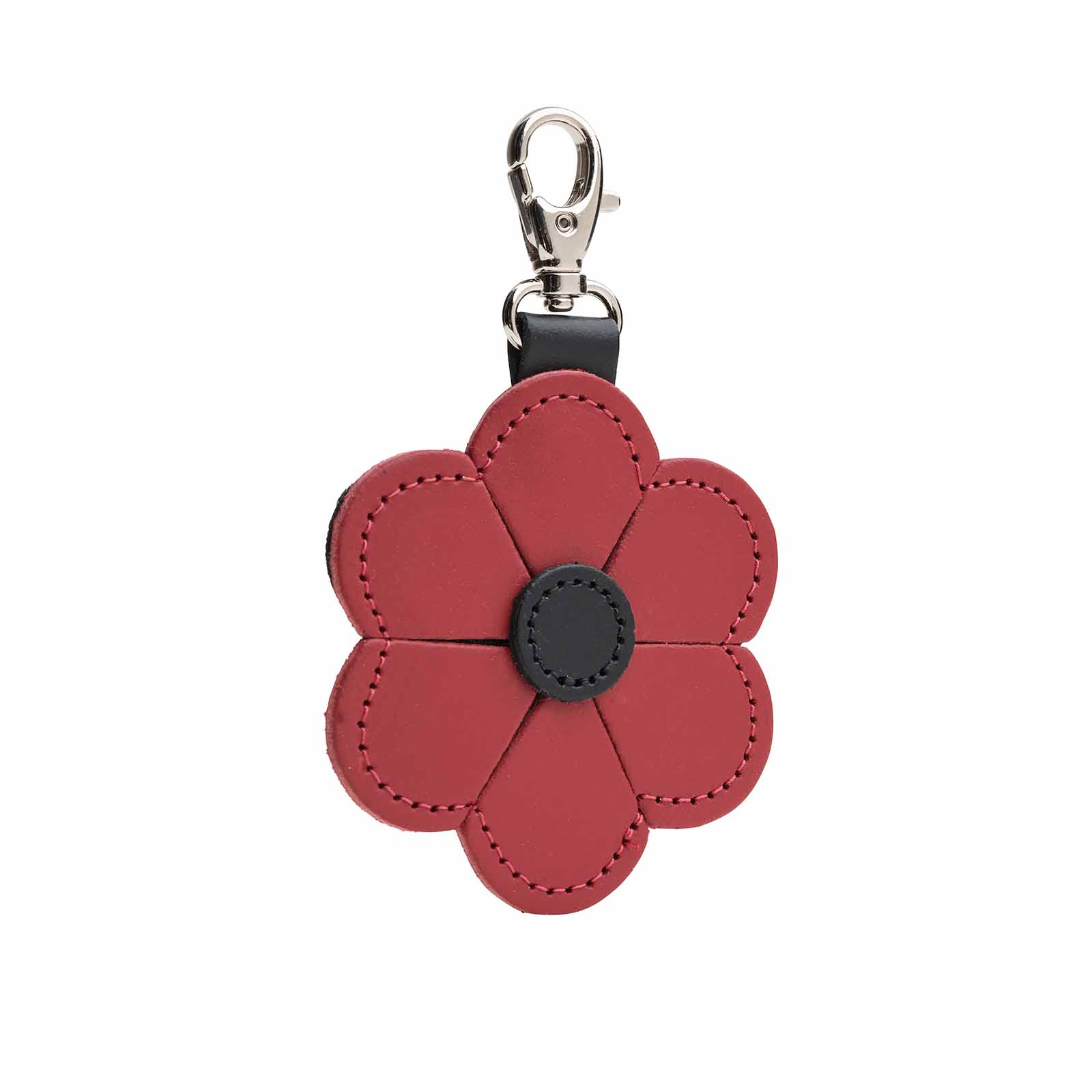 Red Poppy Leather Bag Charm