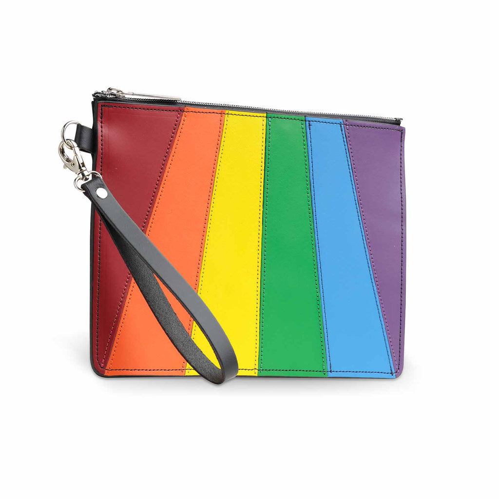 Handmade Leather Folio Case Small Pride Rainbow