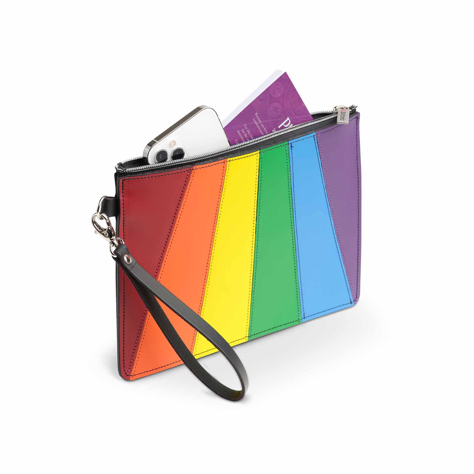 Handmade Leather Folio Case Small Pride Rainbow